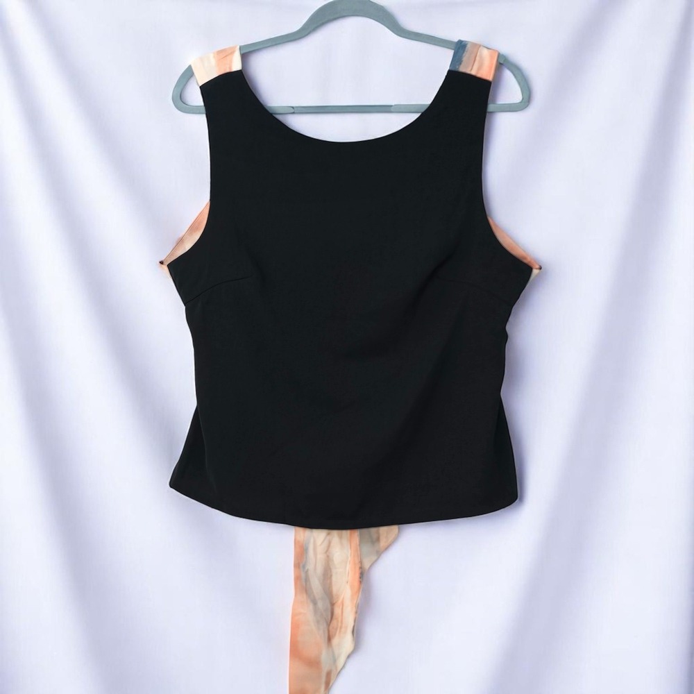INA Black Sleeveless Top Woman Medium Tie Back Casual Dressy Party Elegant‎ NWT